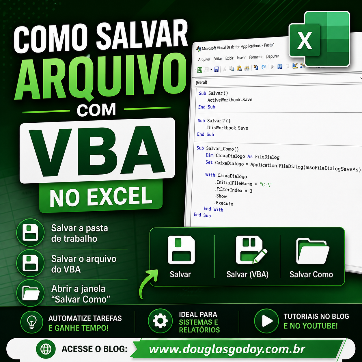 Exibir Janela Salvar Como e Salvar com VBA